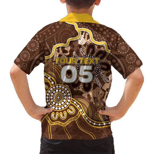 Custom Hawks Football Kid Hawaiian Shirt Aboriginal Dot Art Pattern