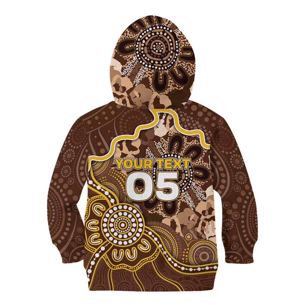 Custom Hawks Football Kid Hoodie Aboriginal Dot Art Pattern