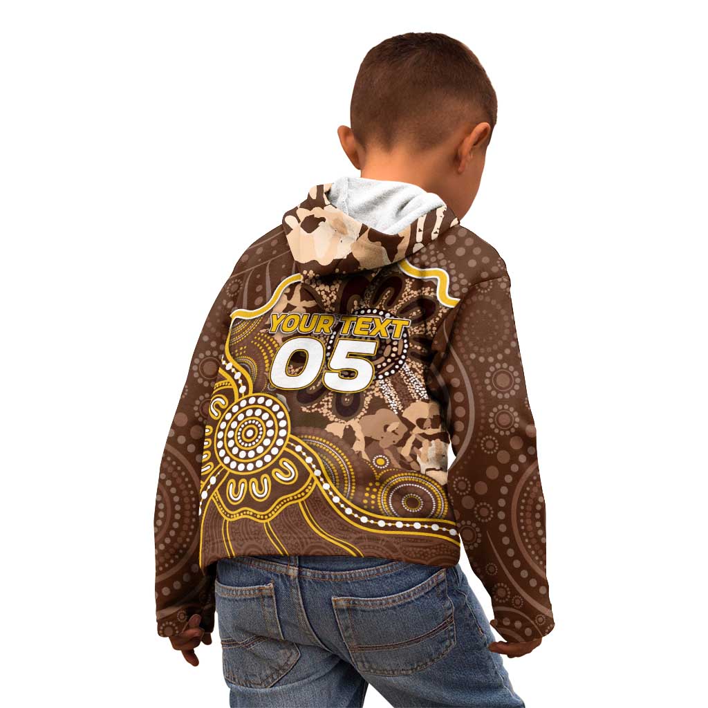 Custom Hawks Football Kid Hoodie Aboriginal Dot Art Pattern