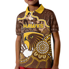 Custom Hawks Football Kid Polo Shirt Aboriginal Dot Art Pattern