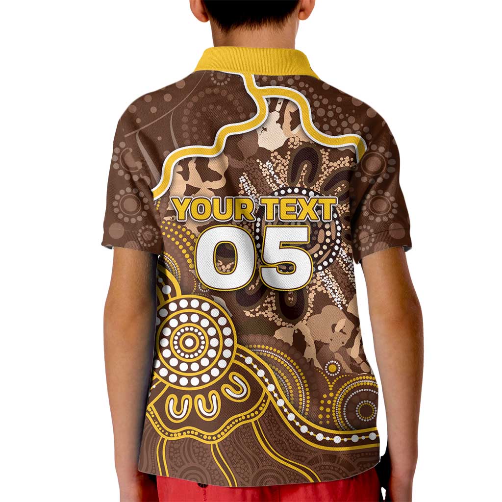 Custom Hawks Football Kid Polo Shirt Aboriginal Dot Art Pattern