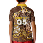 Custom Hawks Football Kid Polo Shirt Aboriginal Dot Art Pattern