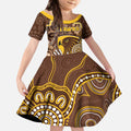 Custom Hawks Football Kid Short Sleeve Dress Aboriginal Dot Art Pattern