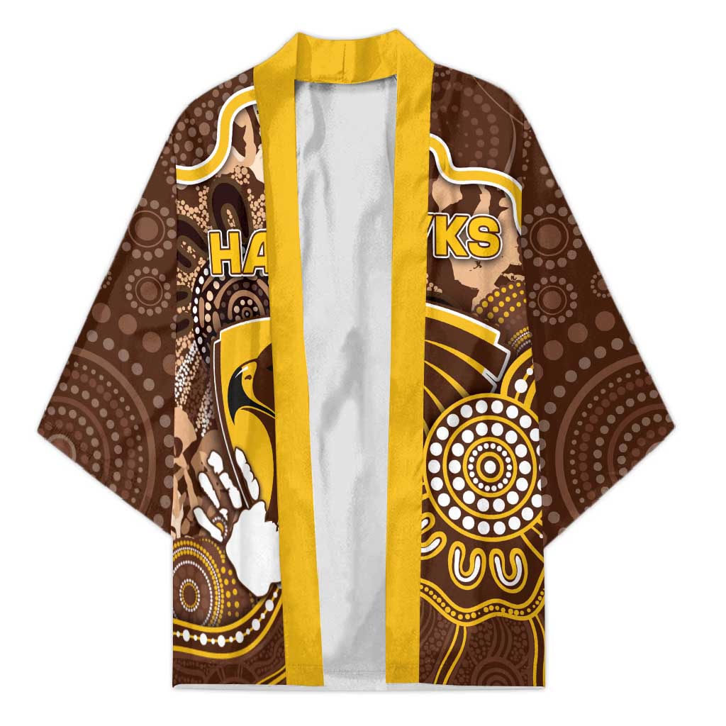 Custom Hawks Football Kimono Aboriginal Dot Art Pattern