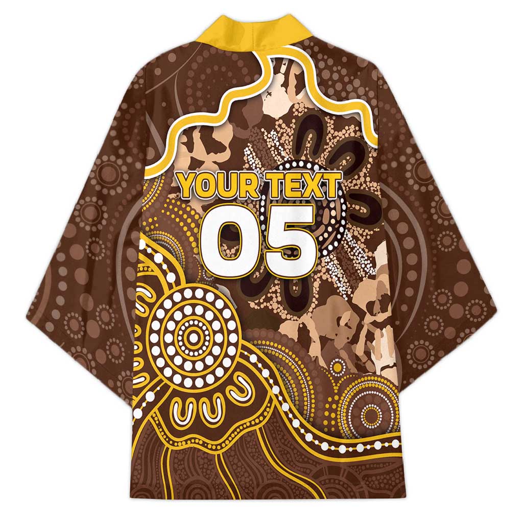 Custom Hawks Football Kimono Aboriginal Dot Art Pattern