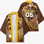 Custom Hawks Football Kimono Aboriginal Dot Art Pattern