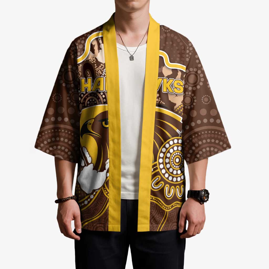Custom Hawks Football Kimono Aboriginal Dot Art Pattern