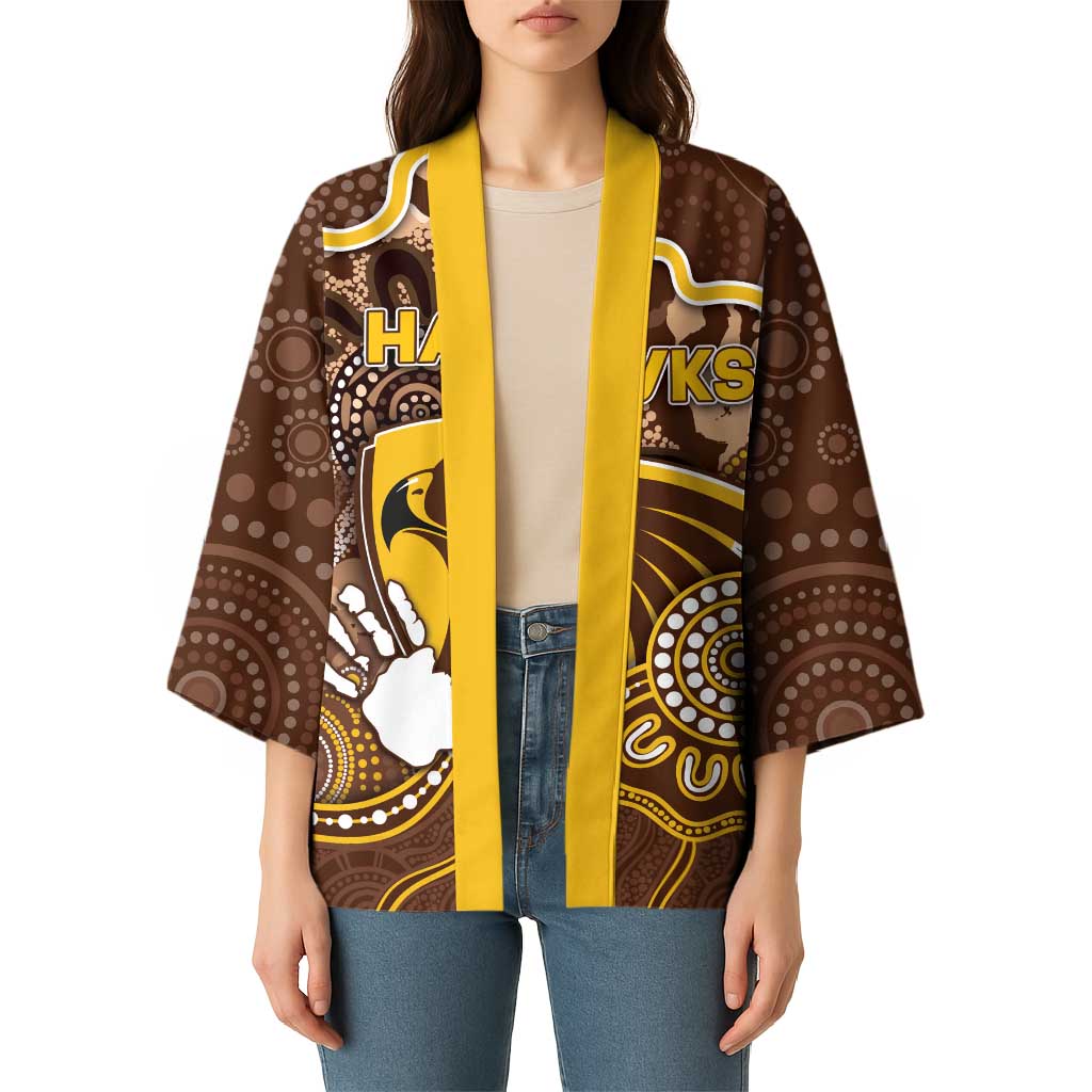 Custom Hawks Football Kimono Aboriginal Dot Art Pattern