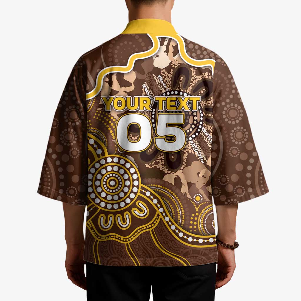 Custom Hawks Football Kimono Aboriginal Dot Art Pattern