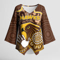 Custom Hawks Football Kimono Sleeve Blouse Aboriginal Dot Art Pattern