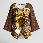 Custom Hawks Football Kimono Sleeve Blouse Aboriginal Dot Art Pattern