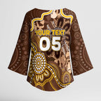Custom Hawks Football Kimono Sleeve Blouse Aboriginal Dot Art Pattern