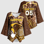 Custom Hawks Football Kimono Sleeve Blouse Aboriginal Dot Art Pattern