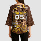 Custom Hawks Football Kimono Sleeve Blouse Aboriginal Dot Art Pattern