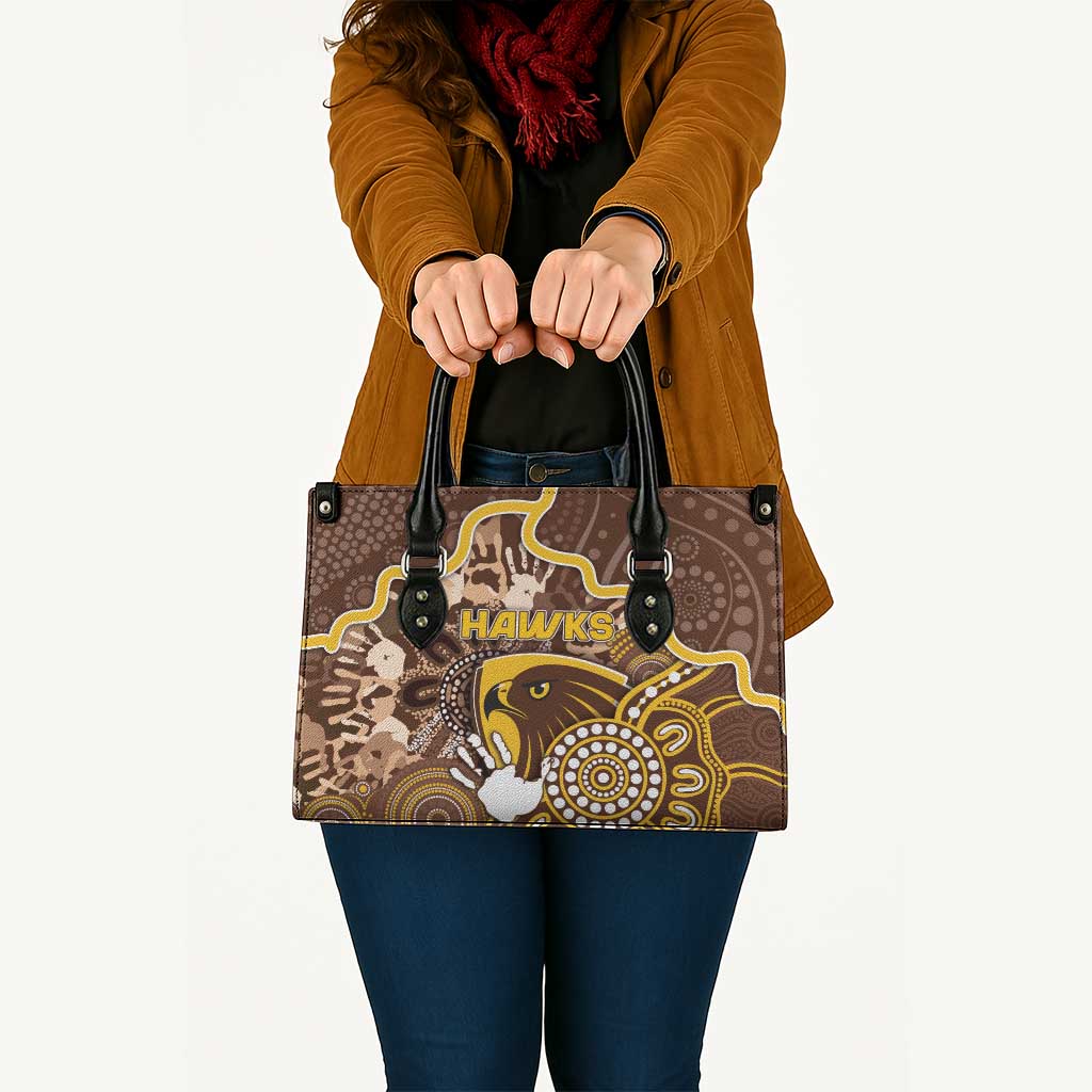 Hawks Football Leather Bag Aboriginal Dot Art Pattern
