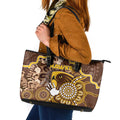Hawks Football Leather Tote Bag Aboriginal Dot Art Pattern