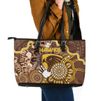 Hawks Football Leather Tote Bag Aboriginal Dot Art Pattern