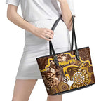 Hawks Football Leather Tote Bag Aboriginal Dot Art Pattern