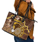 Hawks Football Leather Tote Bag Aboriginal Dot Art Pattern