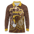 Custom Hawks Football Long Sleeve Polo Shirt Aboriginal Dot Art Pattern
