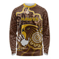 Custom Hawks Football Long Sleeve Shirt Aboriginal Dot Art Pattern