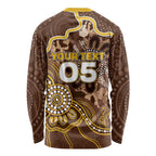 Custom Hawks Football Long Sleeve Shirt Aboriginal Dot Art Pattern