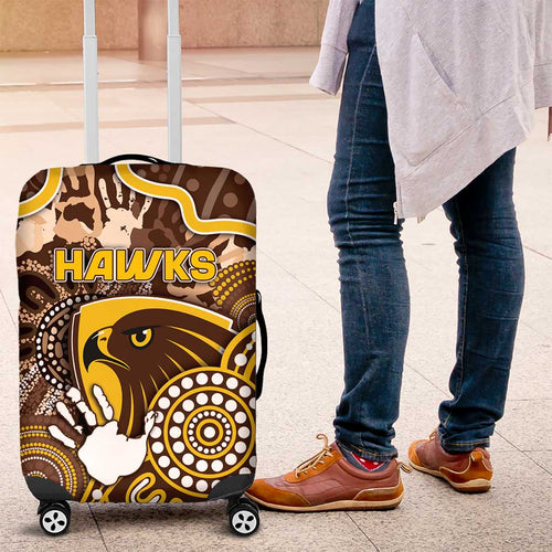 Hawks Football Luggage Cover Aboriginal Dot Art Pattern