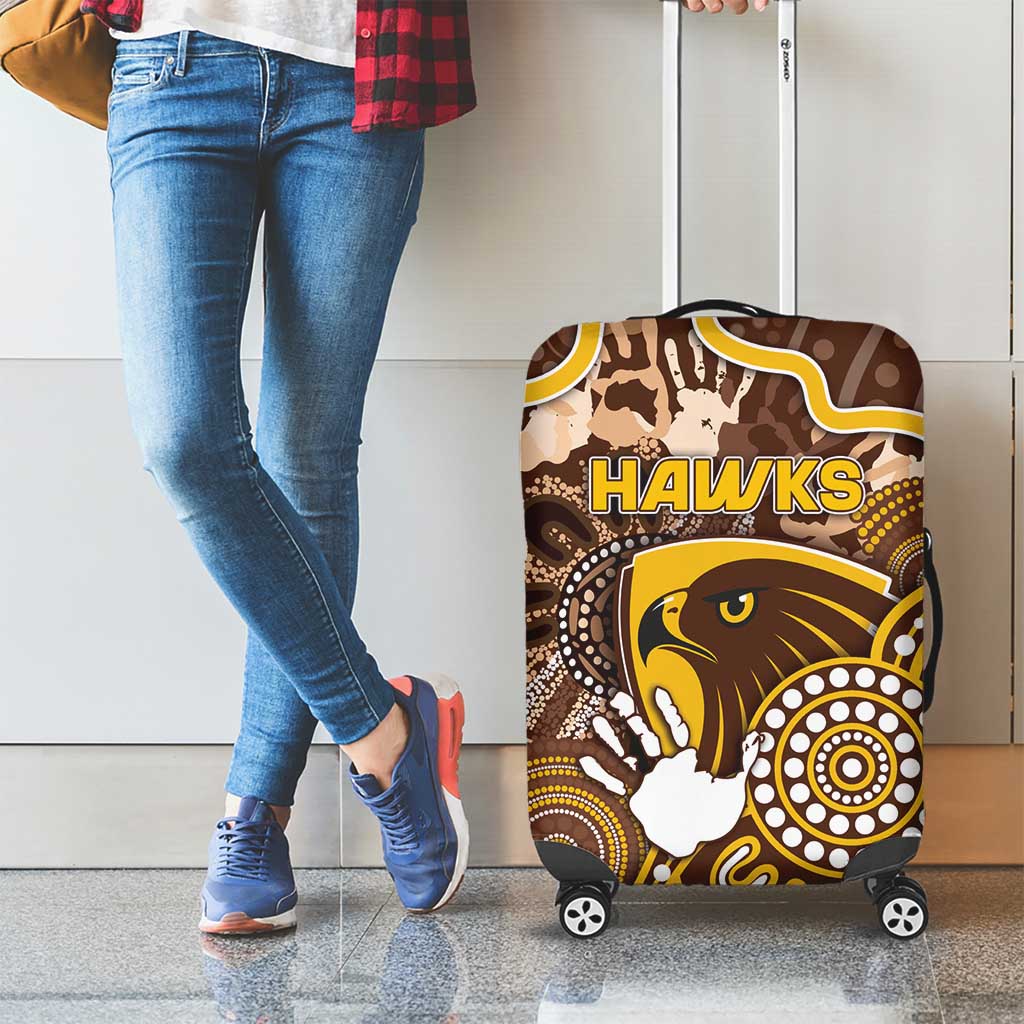 Hawks Football Luggage Cover Aboriginal Dot Art Pattern