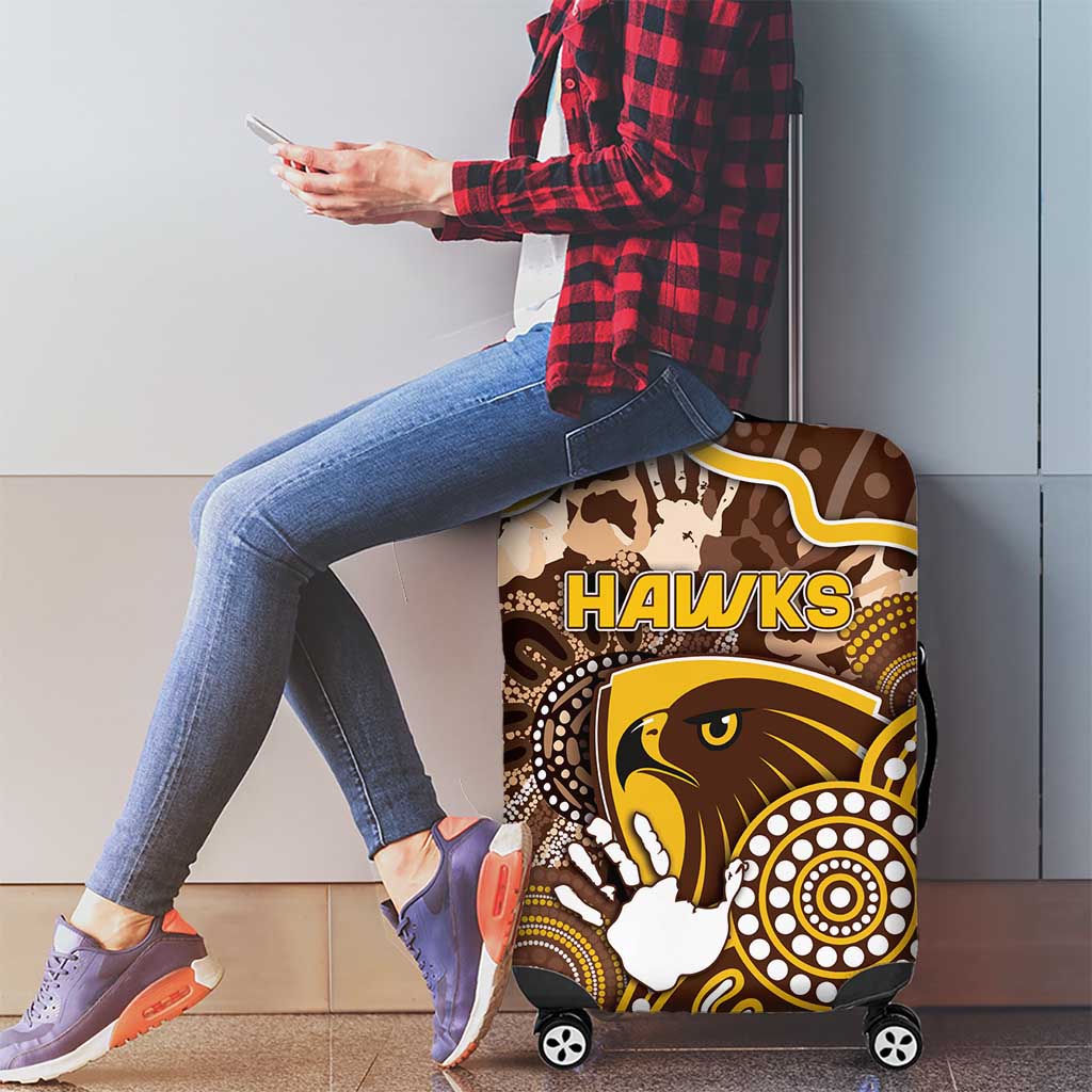 Hawks Football Luggage Cover Aboriginal Dot Art Pattern