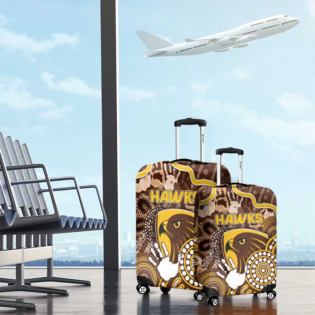 Hawks Football Luggage Cover Aboriginal Dot Art Pattern