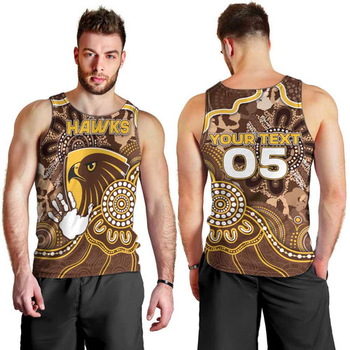 Custom Hawks Football Men Tank Top Aboriginal Dot Art Pattern