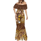 Custom Hawks Football Mermaid Dress Aboriginal Dot Art Pattern