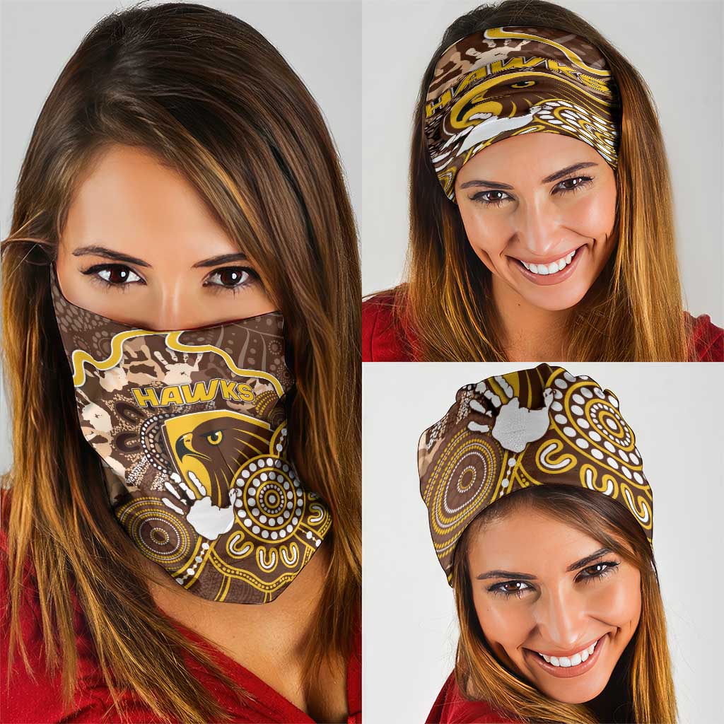 Hawks Football Neck Gaiter Aboriginal Dot Art Pattern