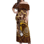 Custom Hawks Football Off Shoulder Maxi Dress Aboriginal Dot Art Pattern