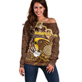 Custom Hawks Football Off Shoulder Sweater Aboriginal Dot Art Pattern