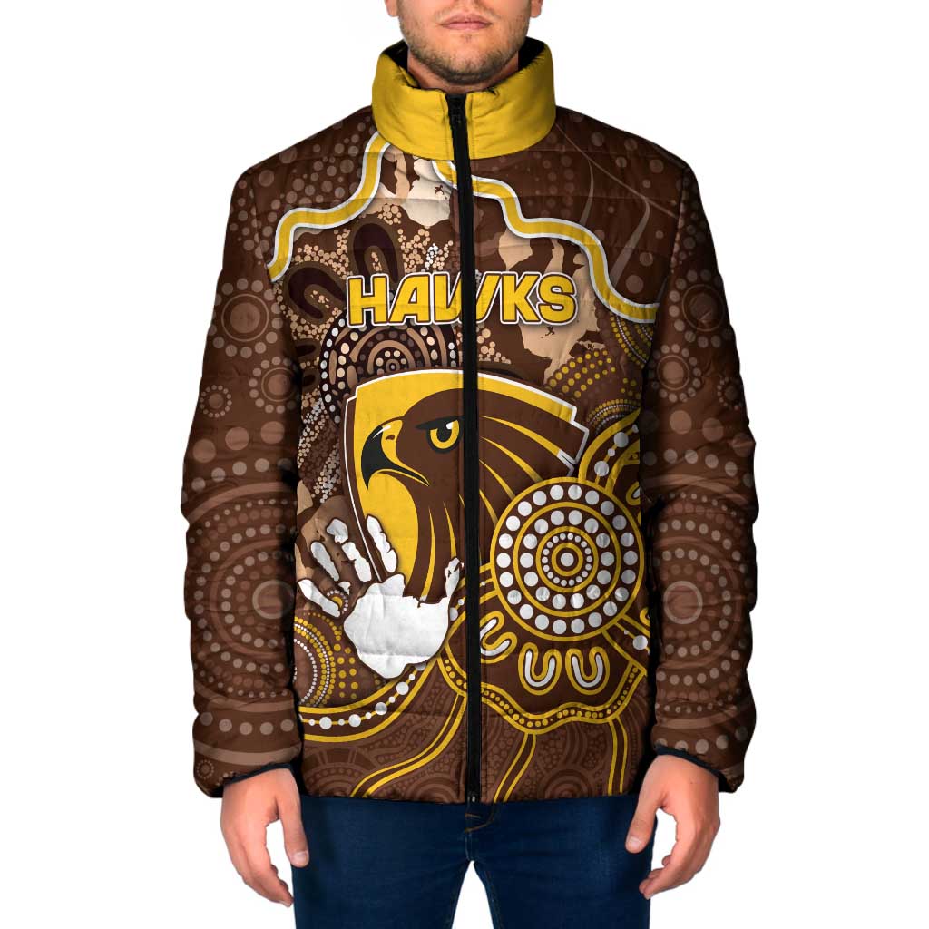 Custom Hawks Football Padded Jacket Aboriginal Dot Art Pattern