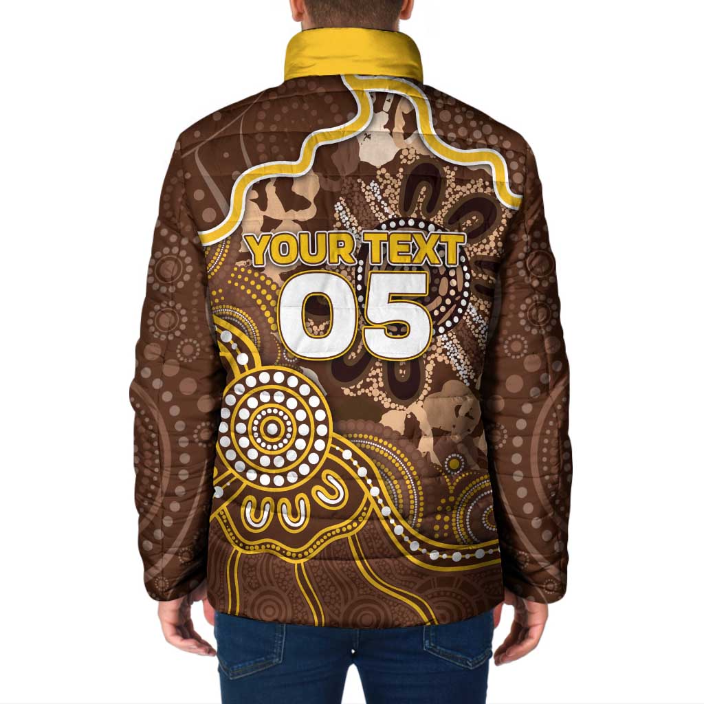 Custom Hawks Football Padded Jacket Aboriginal Dot Art Pattern