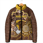 Custom Hawks Football Padded Jacket Aboriginal Dot Art Pattern