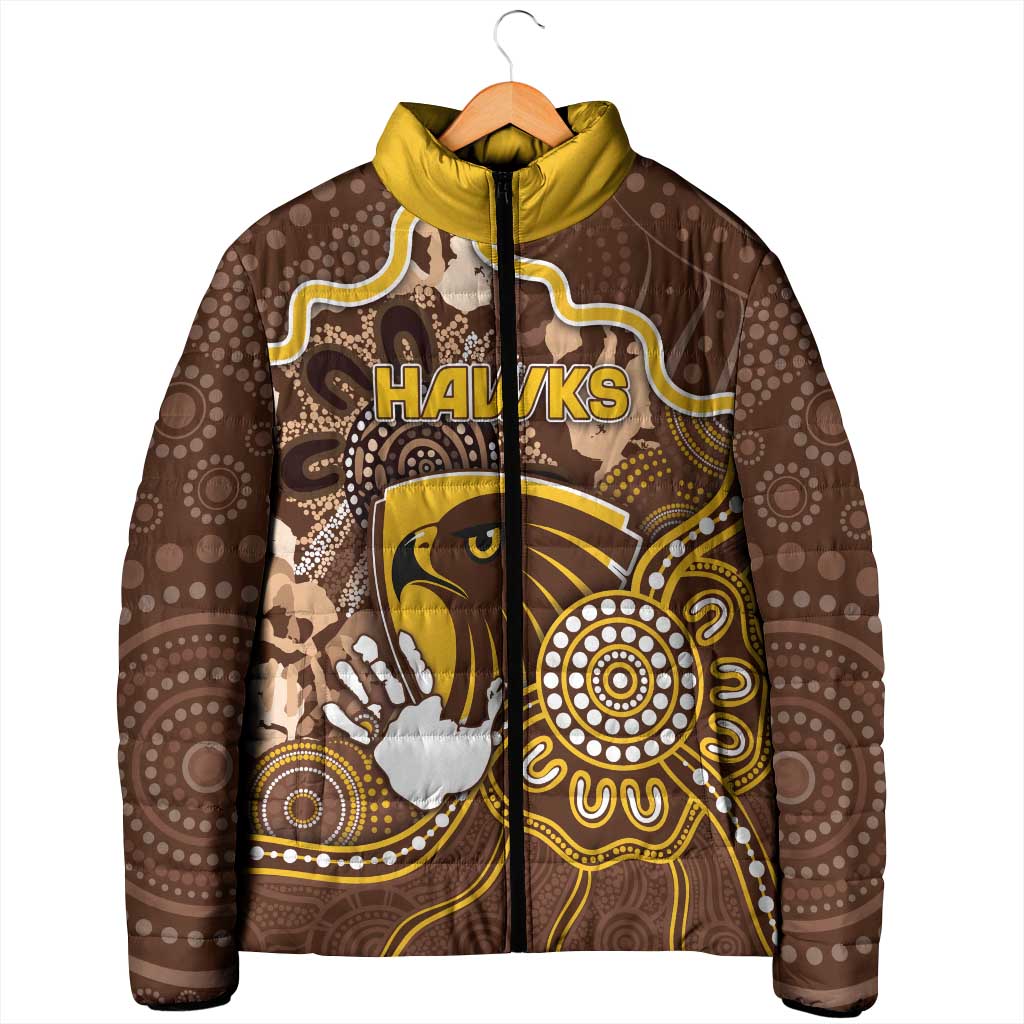 Custom Hawks Football Padded Jacket Aboriginal Dot Art Pattern