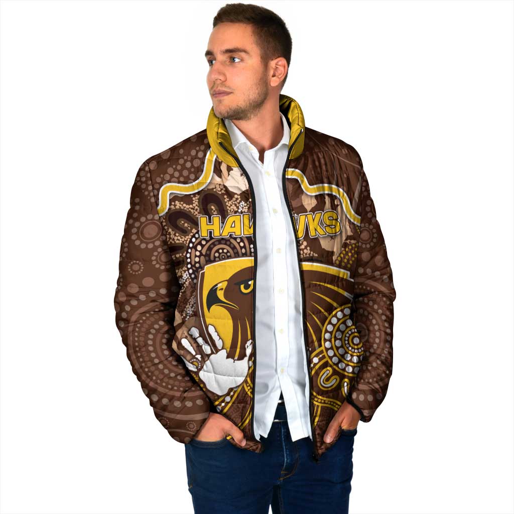 Custom Hawks Football Padded Jacket Aboriginal Dot Art Pattern
