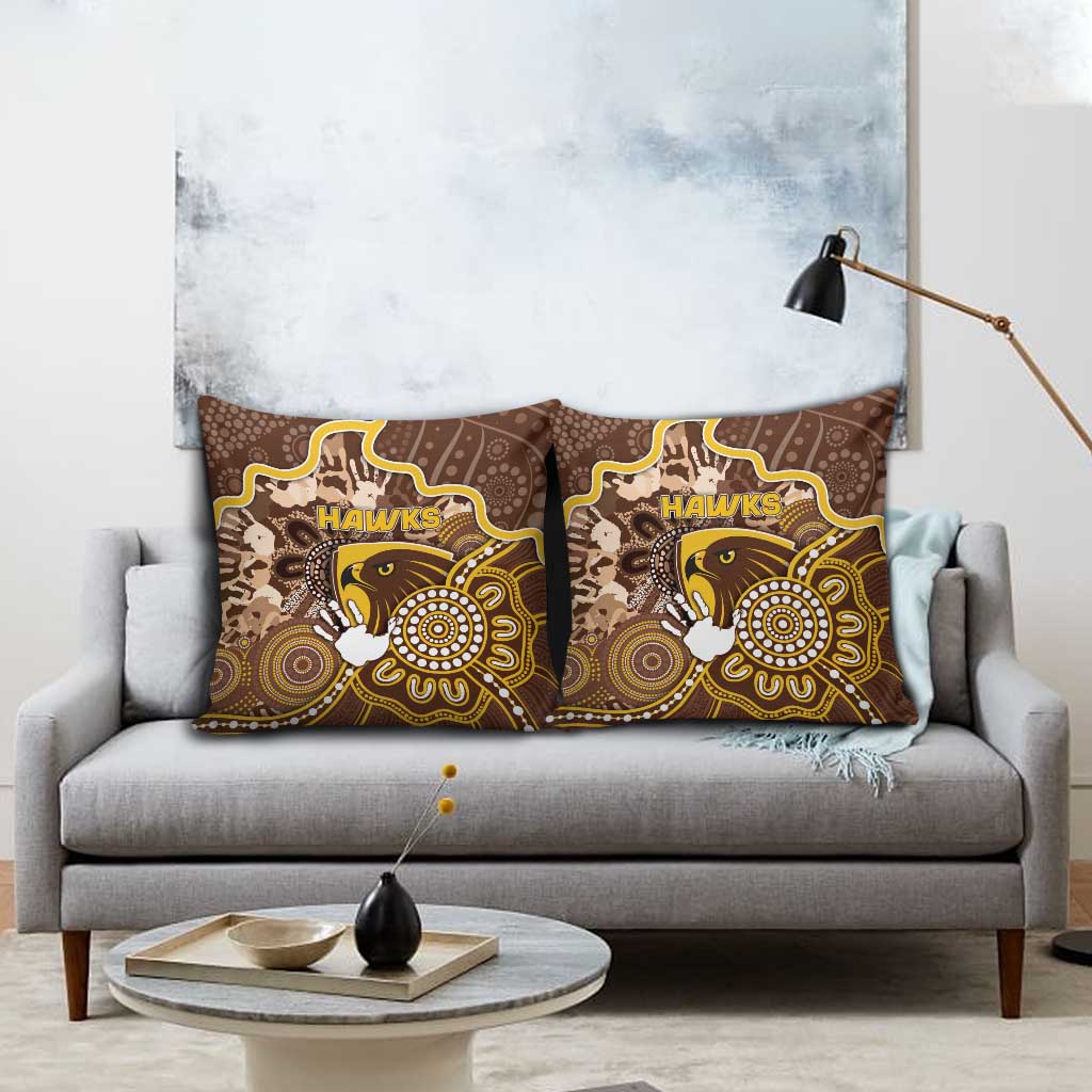 Hawks Football Pillow Cover Aboriginal Dot Art Pattern