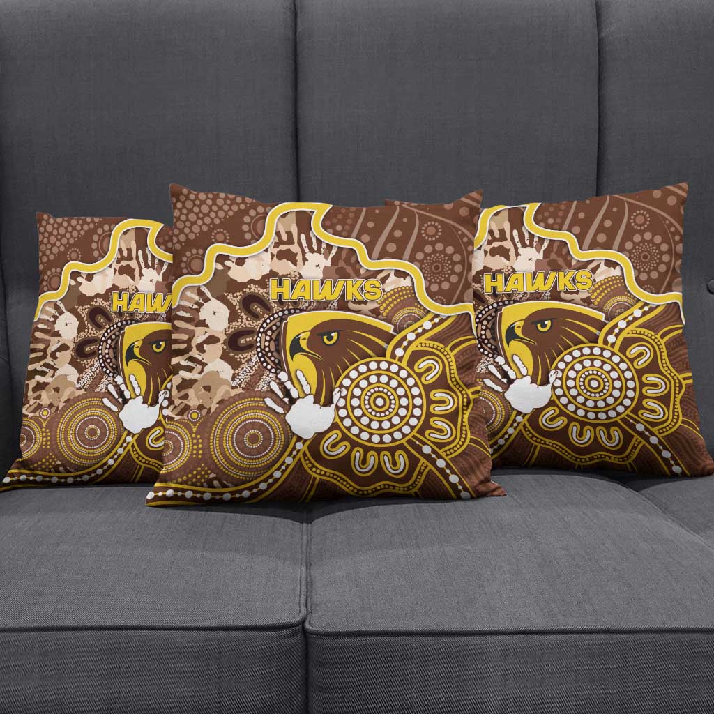 Hawks Football Pillow Cover Aboriginal Dot Art Pattern