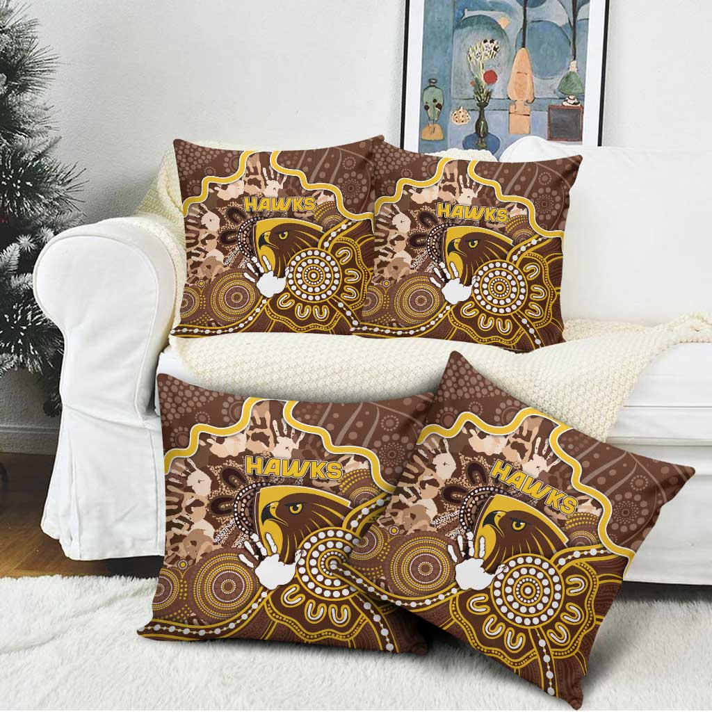 Hawks Football Pillow Cover Aboriginal Dot Art Pattern