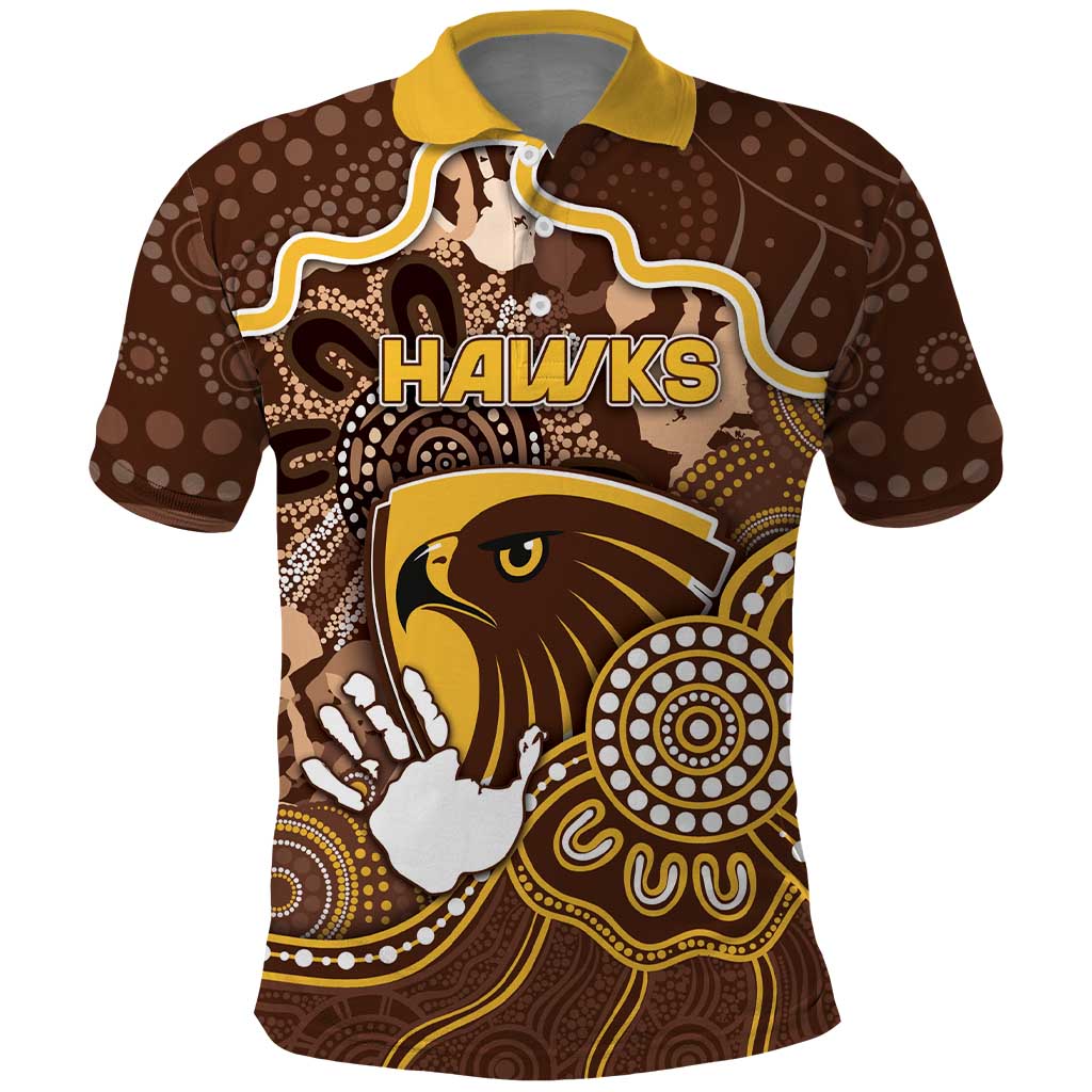 Custom Hawks Football Polo Shirt Aboriginal Dot Art Pattern