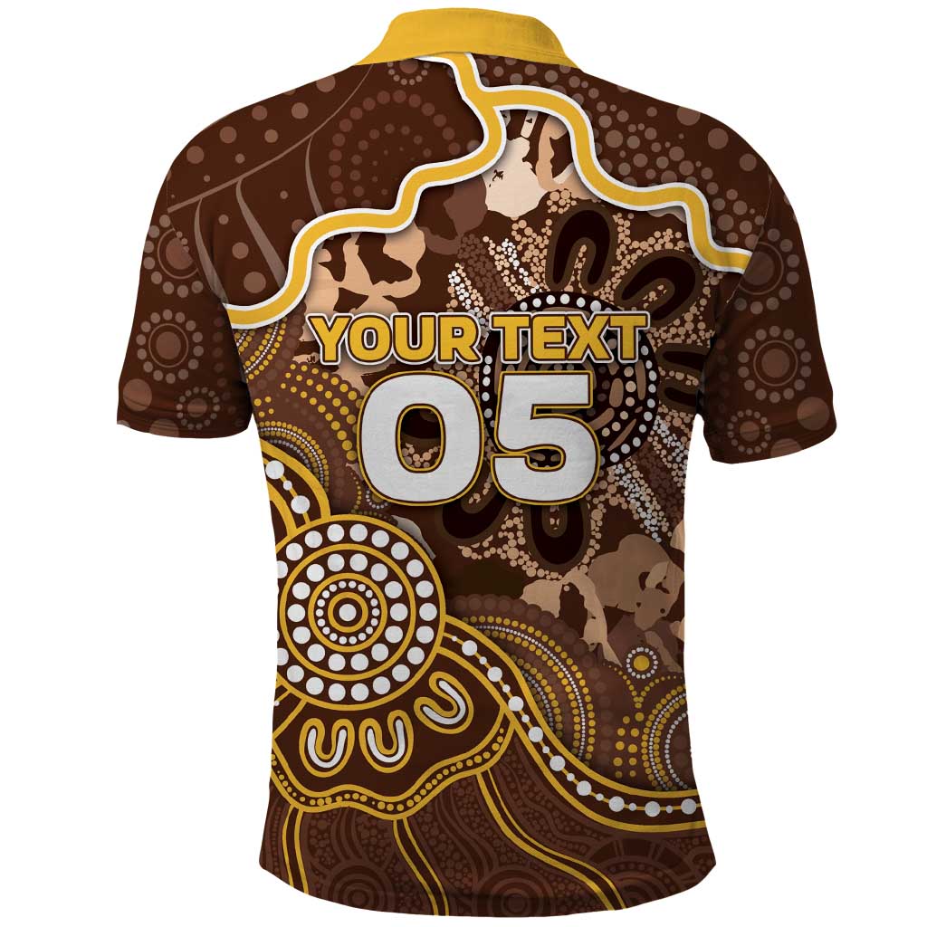 Custom Hawks Football Polo Shirt Aboriginal Dot Art Pattern