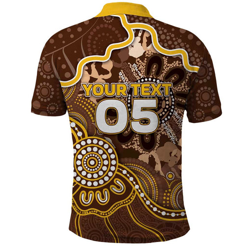 Custom Hawks Football Polo Shirt Aboriginal Dot Art Pattern