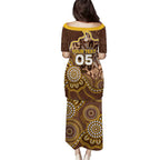Custom Hawks Football Puletasi Aboriginal Dot Art Pattern
