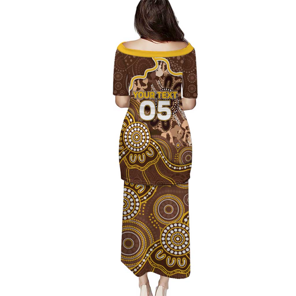 Custom Hawks Football Puletasi Aboriginal Dot Art Pattern