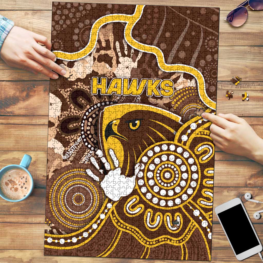 Hawks Football Puzzle Aboriginal Dot Art Pattern