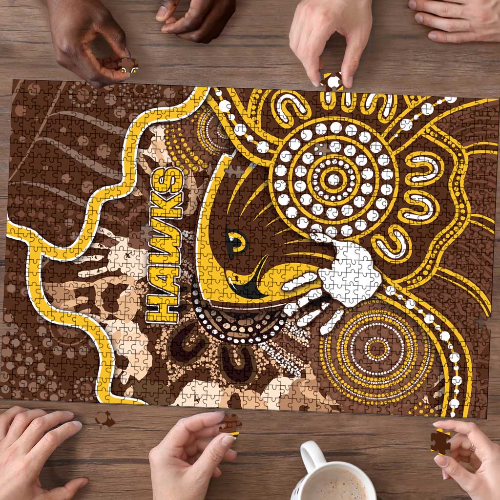 Hawks Football Puzzle Aboriginal Dot Art Pattern